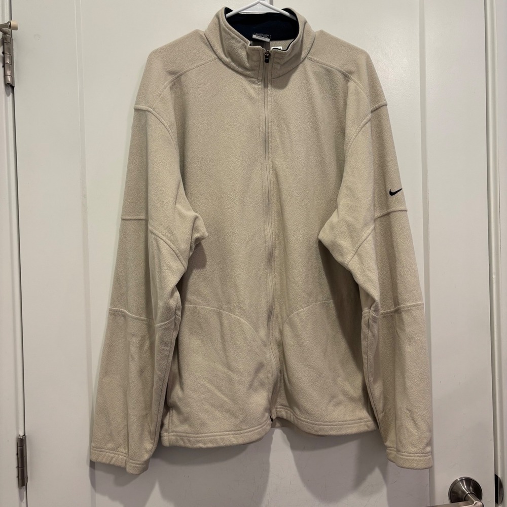 Nike Golf Therma-FIT Full Zip Fleece Jacket Mens XL Tan Beige Mock Neck 6017